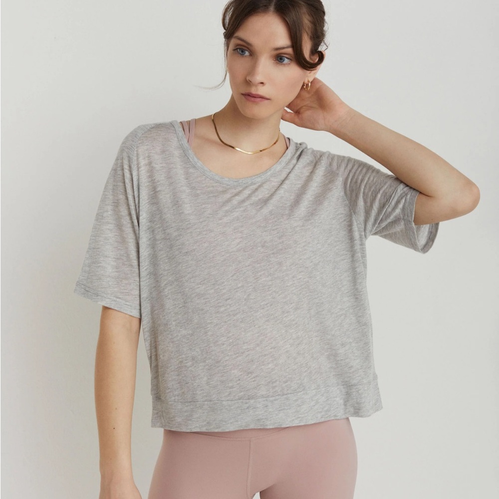 NWT Varley Naval Tee Cutout Back Light Grey Marl